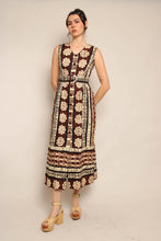 70s Tiki Print Dress With Belt