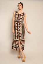 70s Tiki Print Dress With Belt