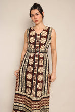 70s Tiki Print Dress With Belt