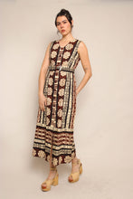 70s Tiki Print Dress With Belt