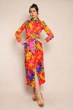 70s Vivid Floral Maxi Dress