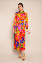70s Vivid Floral Maxi Dress