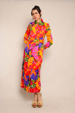 70s Vivid Floral Maxi Dress