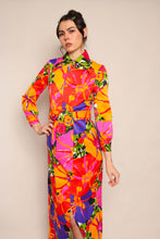 70s Vivid Floral Maxi Dress