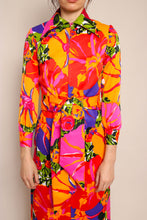 70s Vivid Floral Maxi Dress