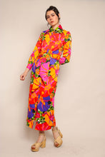 70s Vivid Floral Maxi Dress