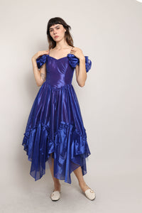 80s Indigo Organza Dress