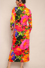 70s Vivid Floral Maxi Dress