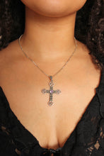 70s Amethyst Witch Sterling Cross Necklace