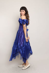 80s Indigo Organza Dress