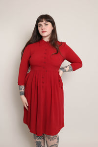 40s Red Rayon Dress