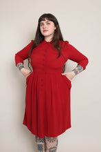 40s Red Rayon Dress