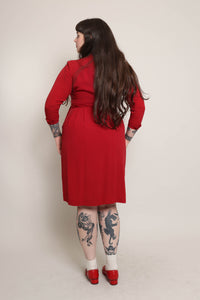 40s Red Rayon Dress