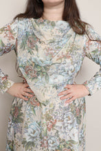 70s Muted Floral Cowl Neck Dress