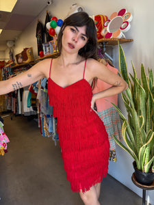 80s Red Fringe Dress