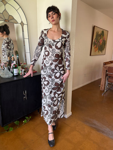 60s Mod Floral Lurex Dress
