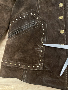 70s Detailed Stitch Suede Jacket