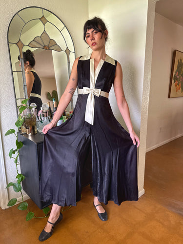 60s Satin Bow Jumpsuit