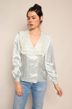 80s Seafoam Edwardian Blouse