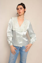 80s Seafoam Edwardian Blouse