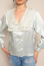 80s Seafoam Edwardian Blouse