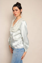 80s Seafoam Edwardian Blouse