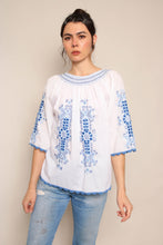 80s Embroidered Peasant Top