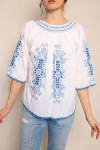 80s Embroidered Peasant Top