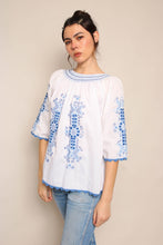 80s Embroidered Peasant Top