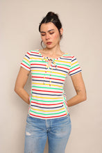 70s Rainbow Knit Keyhole Top