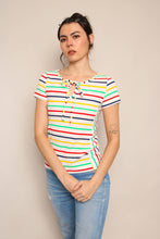 70s Rainbow Knit Keyhole Top
