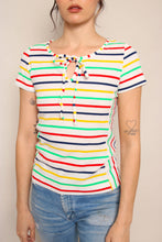 70s Rainbow Knit Keyhole Top