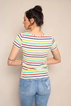 70s Rainbow Knit Keyhole Top