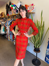 50s Red Plaid Skirt Suit