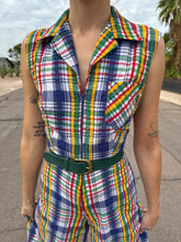 70s Rainbow Seersucker Romper