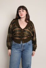 80s Green Plaid Cardigan