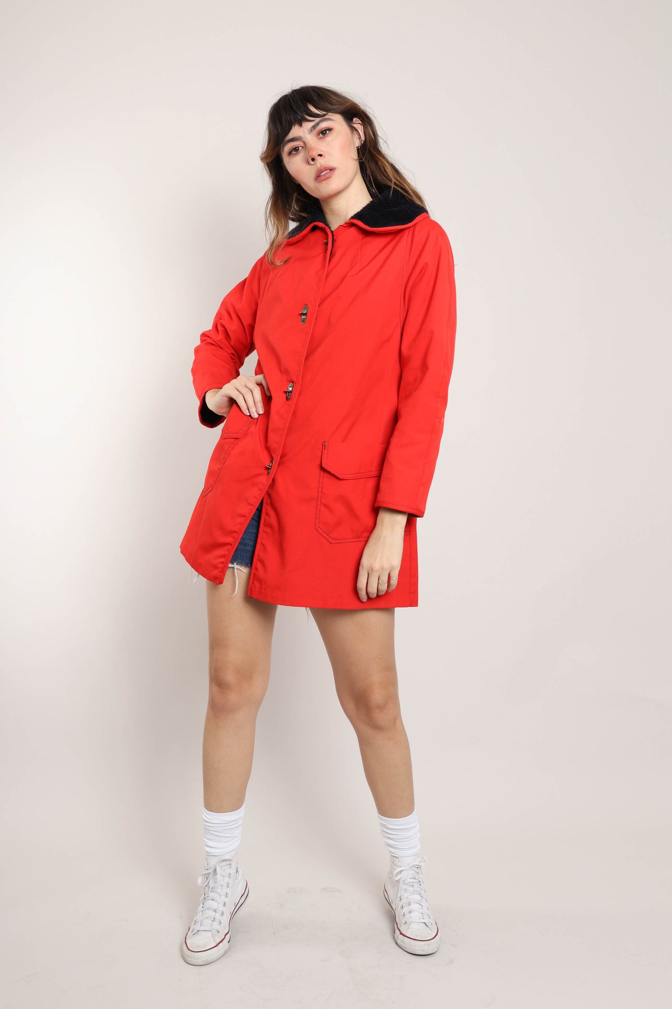 Red peter pan 2025 collar coat