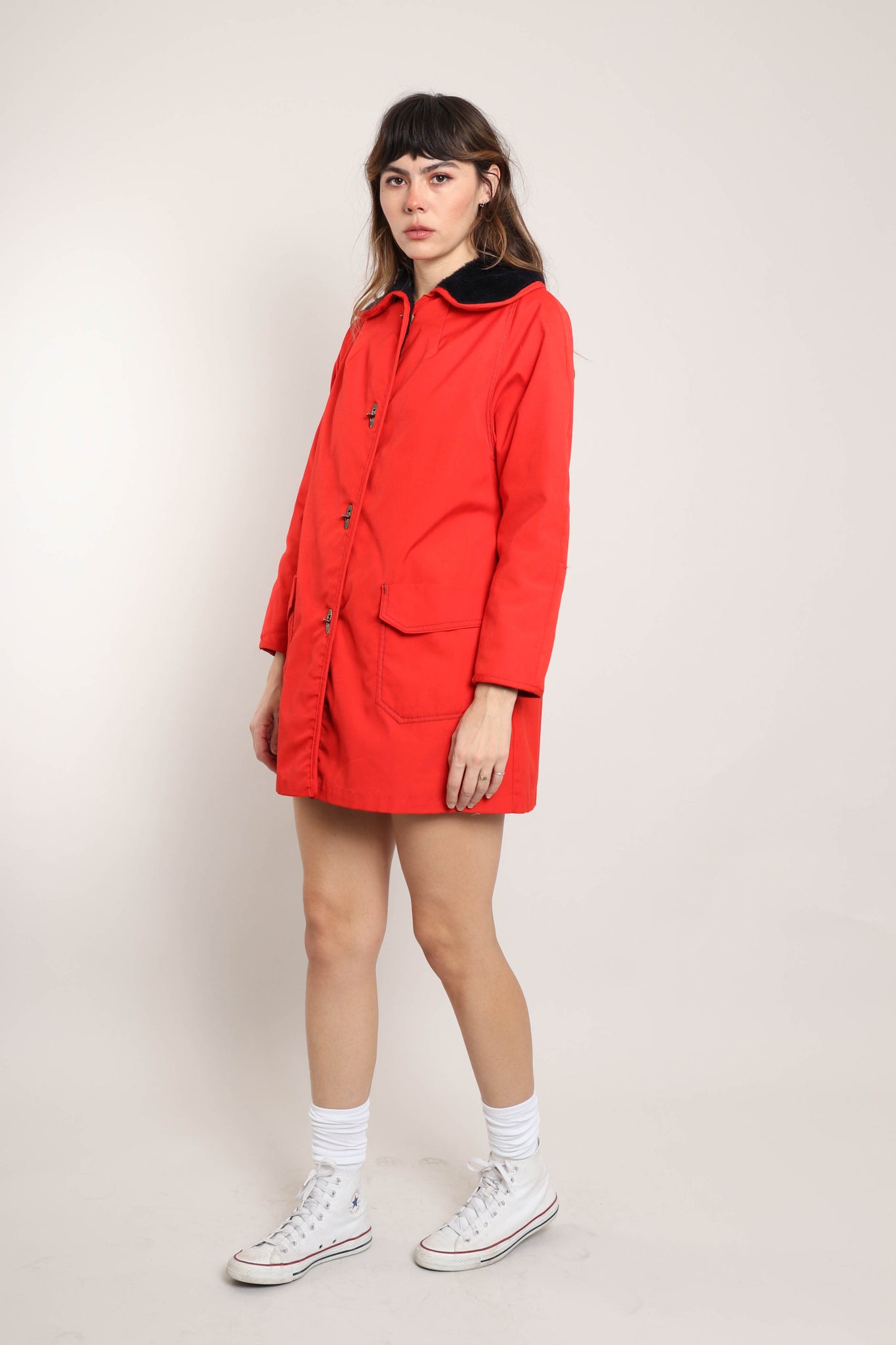 Peter pan collar hot sale red coat