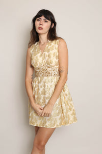 60s Gold Lace Mod Mini Dress