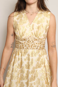 60s Gold Lace Mod Mini Dress