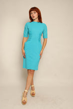 50s Blue Ruched Dress