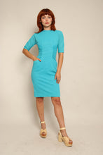 50s Blue Ruched Dress