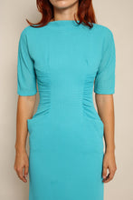 50s Blue Ruched Dress