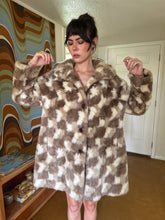 70s Checkered Faux Fur Coat