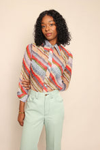 70s Chiffon Striped Disco Shirt