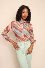 70s Chiffon Striped Disco Shirt