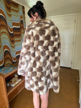 70s Checkered Faux Fur Coat