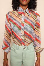 70s Chiffon Striped Disco Shirt