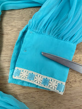 70s Blue Chiffon Babydoll Mini Dress
