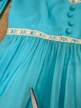 70s Blue Chiffon Babydoll Mini Dress